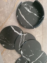 Marble Coaster Cup-Mat Table-Pad-Holder Clean-Placemats Coffee Round Drink 6PCS To Easy