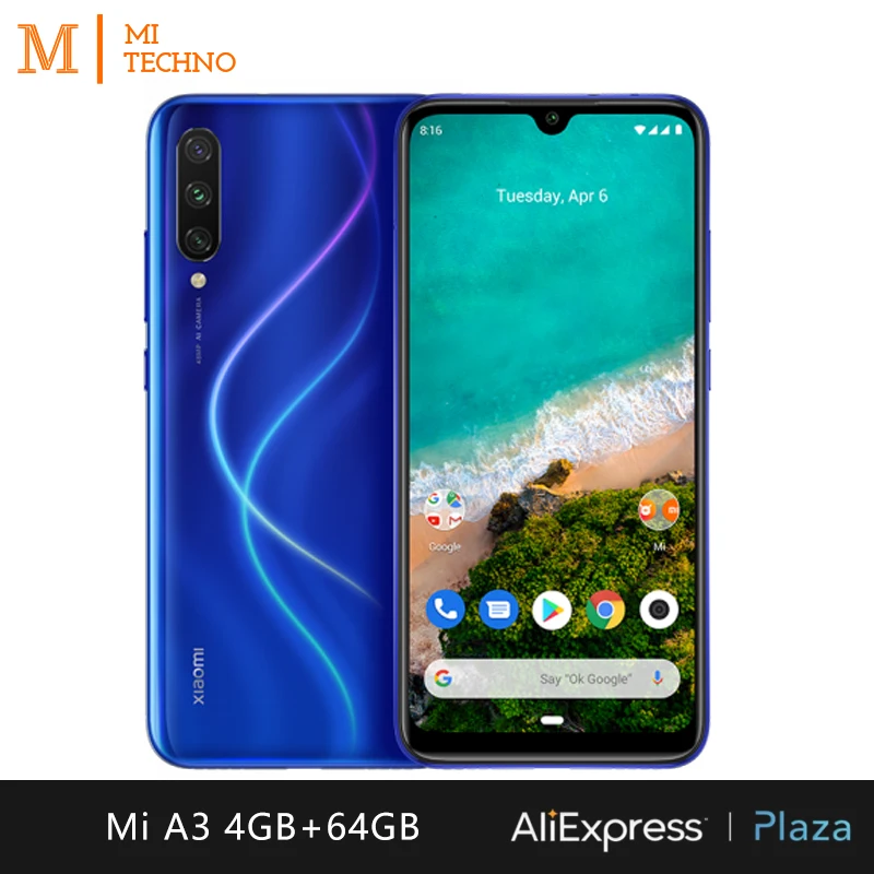 Xiaomi Mi A3 Smartphone(4GB RAM 64GB ROM Free mobile phone new cheap battery 4030mAh andriod one) [Global Version]