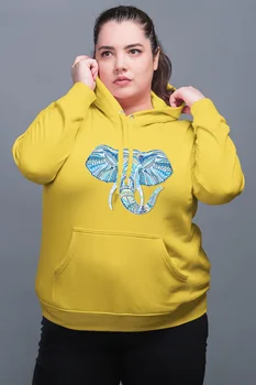 

Angemiel Wear Ethnic Pattern Elephant Yellow Women 'S Hooded Sweatshirt