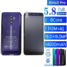 Rino3 Pro 5.8 Inch Screen Android Purple Water Drop Screen Smartphone Solid Color Mobile Phone Cool Shape Fashion