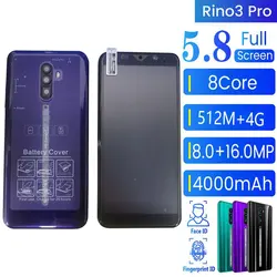 Rino3 Pro 5.8 Inch Screen Android Purple Water Drop Screen Smartphone Solid Color Mobile Phone Cool Shape Fashion