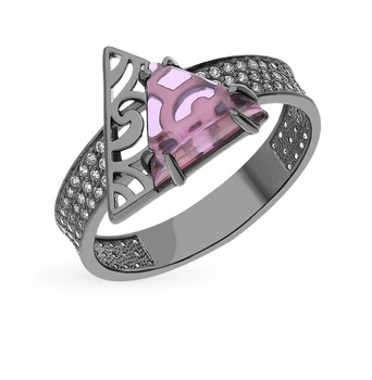 

Silver ring with cubic zirconia and sieve sunlight sample 925