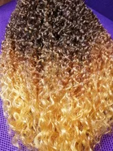 LOVE ME Afro Pelo Rizado mechones 7 unids/paquete 22-26 pulgadas Ombre naturaleza negro extensiones de pelo ondulado mechones sintéticos Pelo Rizado