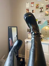 BONJOMARISA de moda botas de plataforma de tacón grueso cuñas media pantorrilla botas de mujer casual de marca de fondo grueso zapatos de invierno Mujer