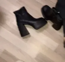 Zapatos de punta redonda con cremallera para mujer, tacones de plataforma de Botines de Cuero de tacón super alta gruesa, moda europea y americana