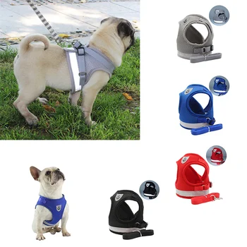 

Reflective Dog Harness and Leash Set Pet Comfortable Adjustable Soft Mesh Dogs Cats Vest Harness Easy Control Puppy Outdoor Walk