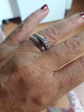 CC 925 anillos de plata para las mujeres, diseño Simple, doble apilable joyas a la moda para novia de boda anillo de compromiso de CC634