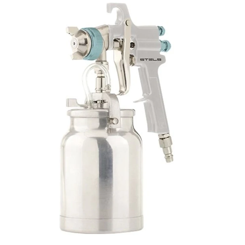Краскораспылитель пневматический STELS 57364 (Система HP, нижний бачок, объем бачка 1000 мл, расход 180-240 мл/мин, макс.давление 4 бар, диаметр пневморазъема 1/4 дюйма, сопла 1.8 мм и 2.0 мм)