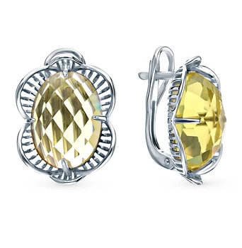 

Silver earrings with citrine sunlight sample 925