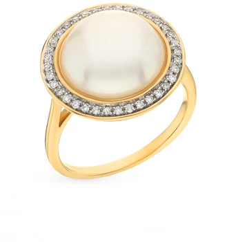 

Gold ring with pearls and diamonds sunlight sample 585