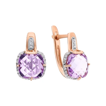 

Gold earrings with amethyst and cubic zirconia sunlight sample 585