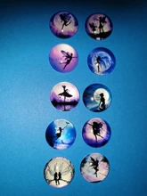 Nuevo hada y Luna púrpura wings Niña 10 Uds 12mm/18mm/20mm/25mm redondo de vidrio foto de vidrio cabochon demo plana haciendo conclusiones ZB0948