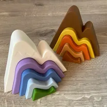 TYRY.HU-mordedor de silicona para bebé, mordedor educativo de arcoíris suave, bloques de apilamiento plegables 3D, juguetes libres de bisfenol A, 7/10 Uds.