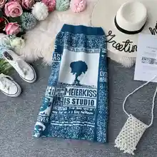 Прямая ограниченная по времени акриловая Повседневная Saia Longa юбка в складку в стиле Лолиты Женская расцветка юбки вязанная высокая талия и сумка бедра Женская