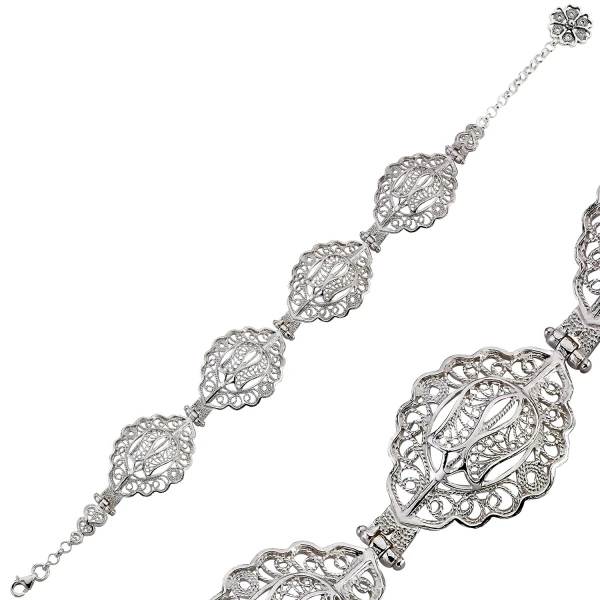 Серебряный 925 пробы браслет с филигранным узором