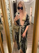 100% de algodón para mujer, Vestido tipo Kimono con cinturón propio, a rayas negras, para playa, Q1225, 2021