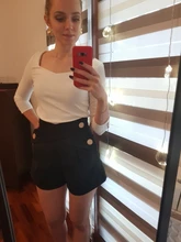 Women Shorts TWOTWINSTYLE Elegant High-Waist Fashion Color Patchwork Hit Loose for Female