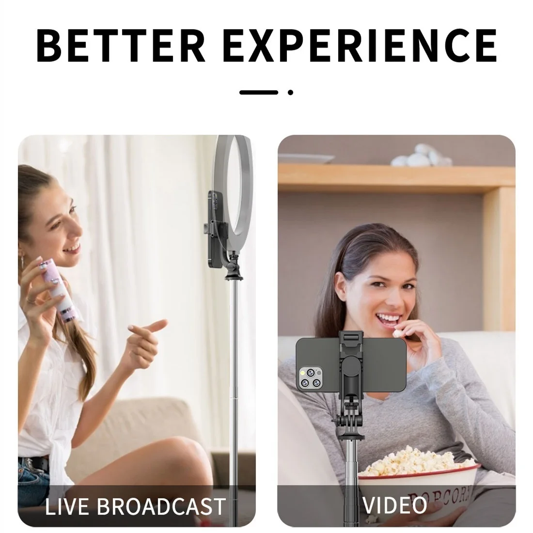 Selfie Stick Tripod 4 in 1 Wireless Bluetooth 1580mm With Double Fill Light Foldable For Gopro Action Cameras Smartphone