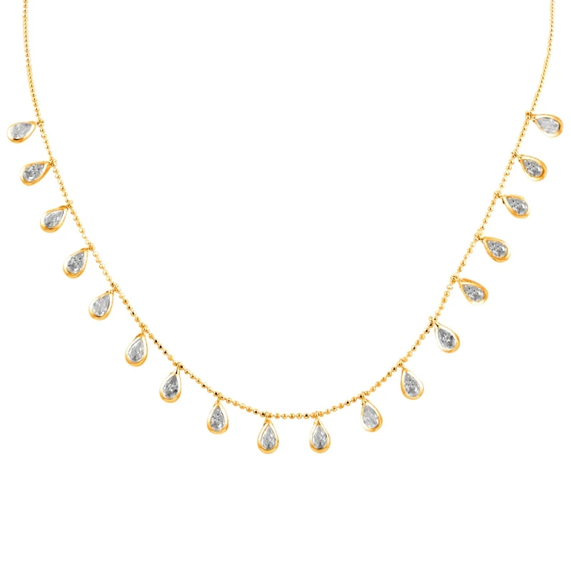 

Silver 925 Sterling Dangle Drop Zircon Stone Necklace