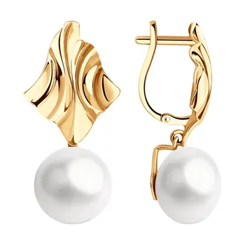 

Sokolov drop earrings with stones in gold with pearls, fashion jewelry, 585, women's male, long earrings