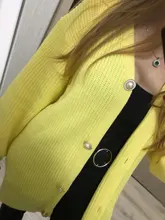 Kimono Cardigan Sweaters Lantern Berrygo V-Neck Knitted Female Women Sleeve-Button Streetwear