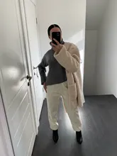 Pants Trousers Women Drawstring Female High-Waist WOTWOY Spliced Loose Autumn Straight