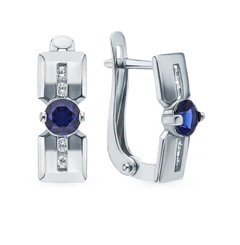 

Silver earrings with cubic zirconia and nanosaphires sunlight sample 925