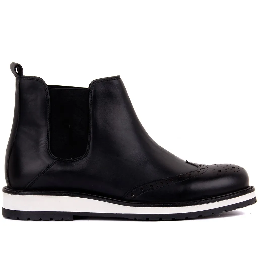 

Sail-Lakers Black Blue Genuine Leather Step-in Men Boots Autumn Winter