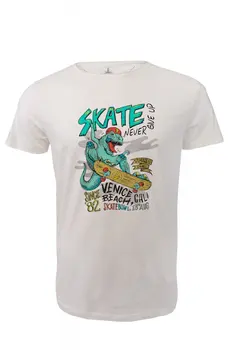 

Angemiel Wear Fun Skateboarder Dinosaur Cotton White Men 'S T-Shirt