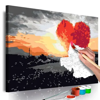 

DIY picture-heart-shaped tree (Sunrise)-60x40 cm