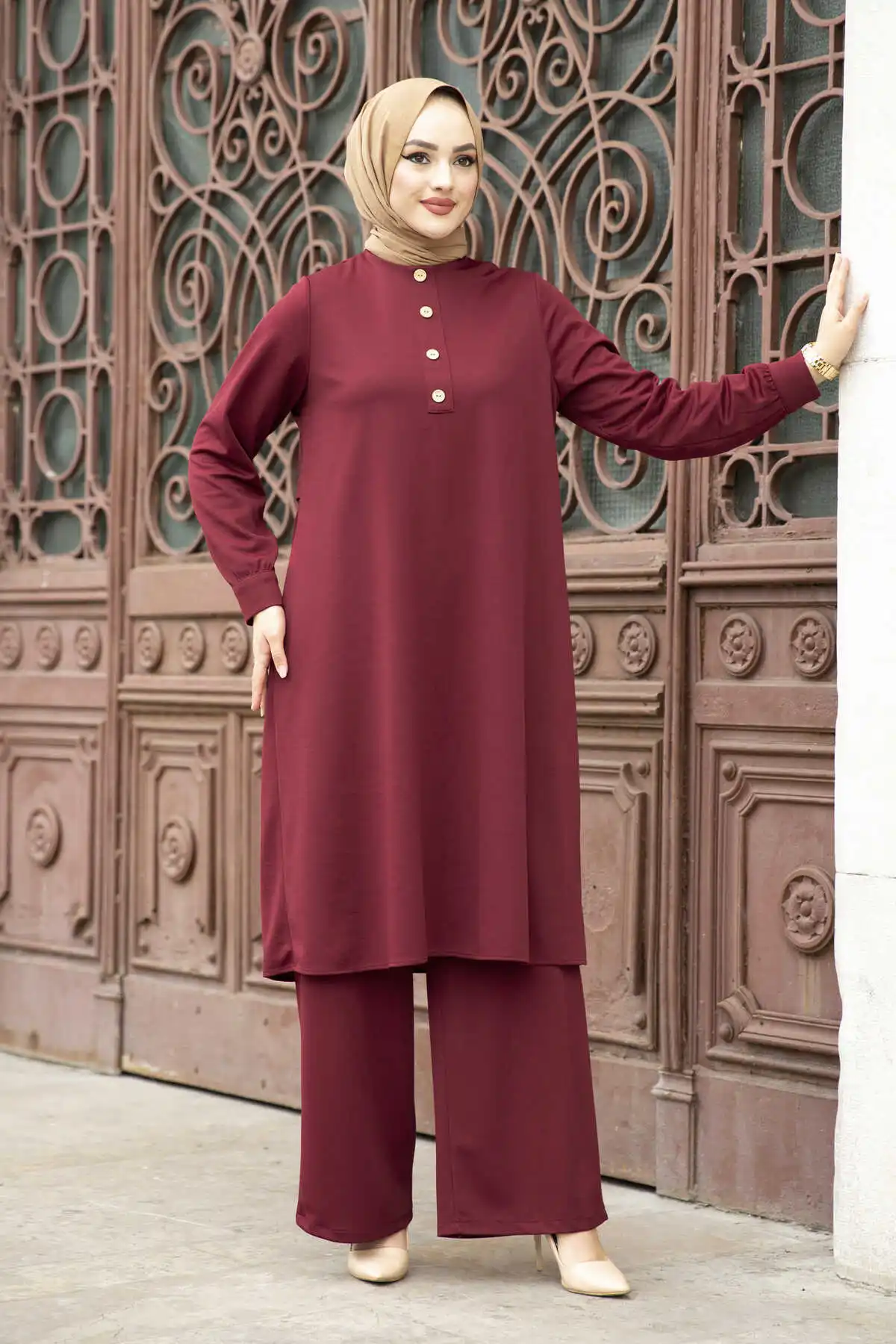 

Front Button Detailed Comfortable Hijab Suit Dress Muslim Fashion Dress Abayas For Women Dubai Abaya Turkish Long İslamic Clothi