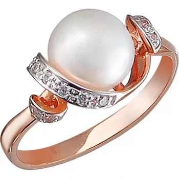 

Esthete ring with pearls and cubic zirconia silver with gilding