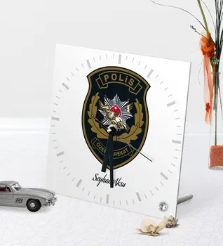 

Personalized Police Special Harekat Themed Desktop Square Glass Clock