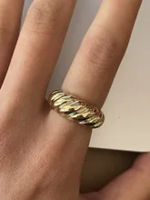 Anillos irregulares de croissant para mujer, Anillos geométricos circulares gruesas con texturas minimalistas, joyería 2021