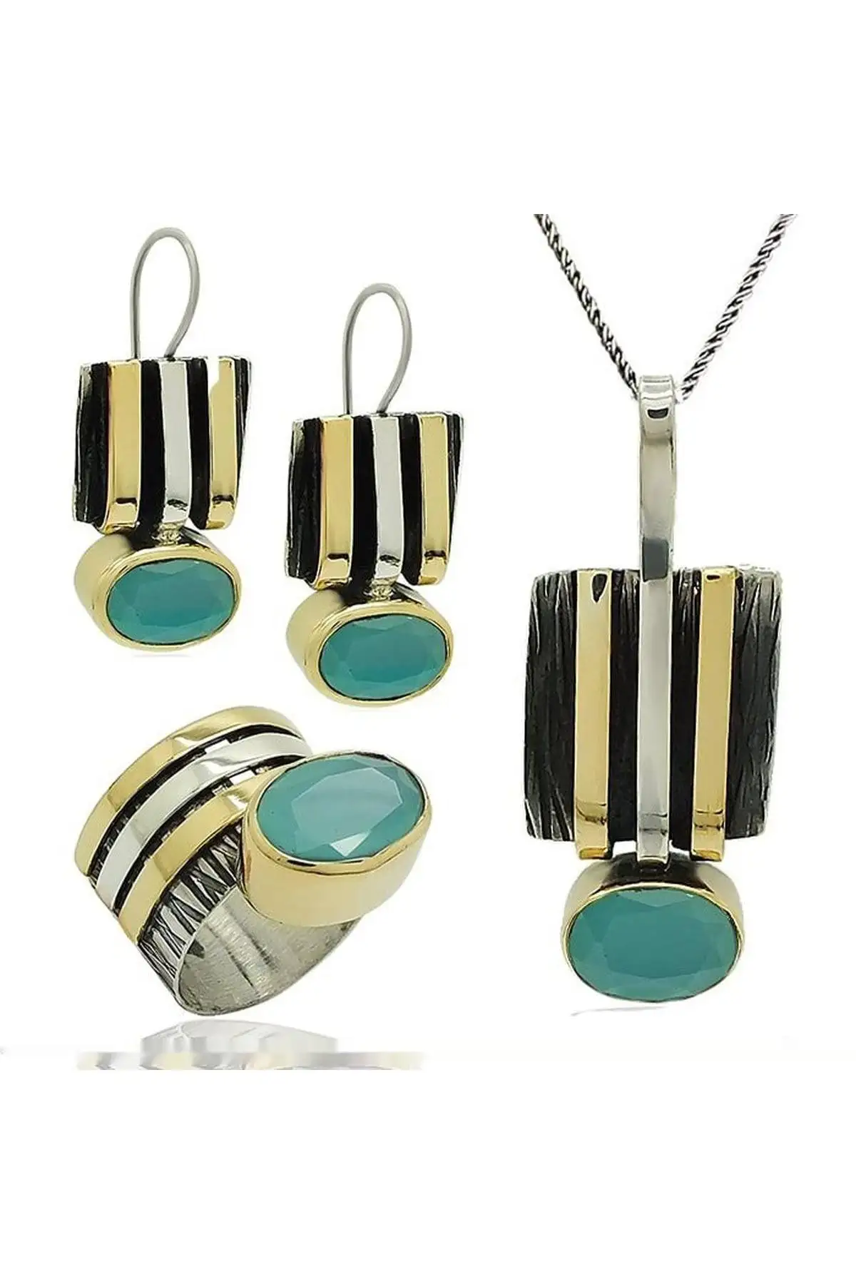 

Silver Chalcedony Gemstone Set Jewelry