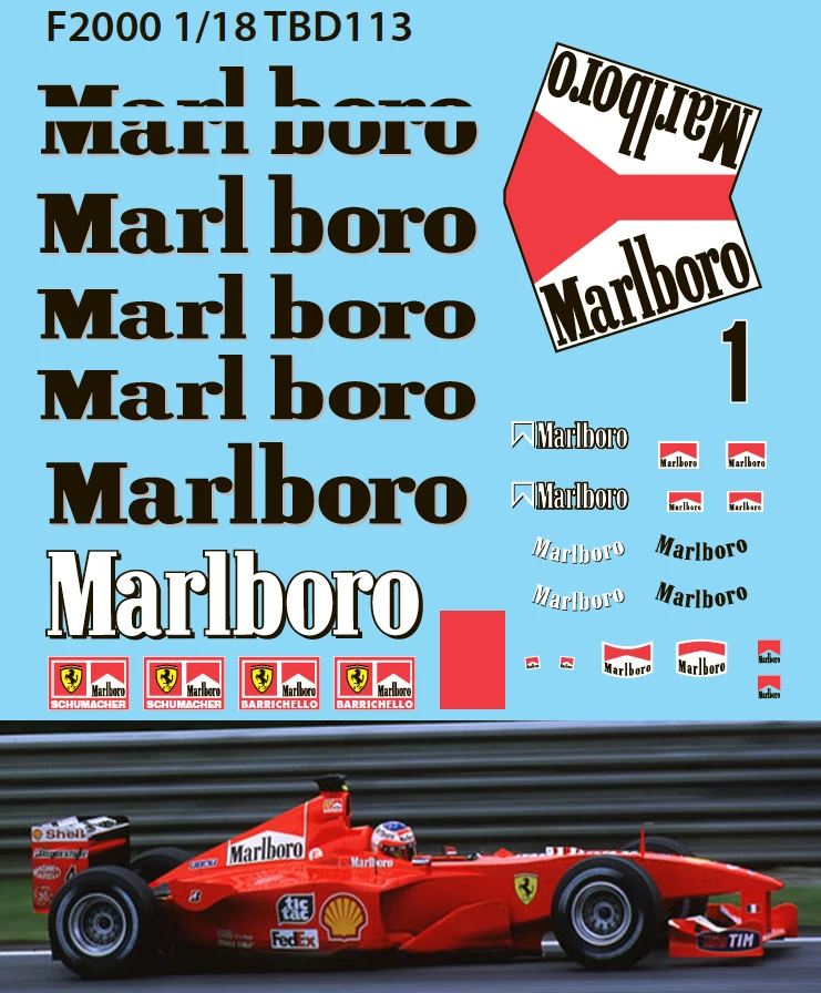 1/18 フェラーリ F1 F2000 ミハエル · シューマッハデカール 1TB 