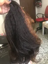 Extensión de cabello sintético con cola de caballo, cabello liso rizado de 16 pulgadas con dos peines de plástico con cordón, color negro Natural