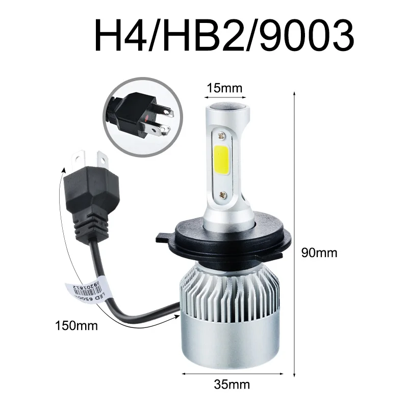 H1 H3 880/881/H27 H13/9008 H4/HB2/9003 Автомобильные фары S2led супер яркие дальнего и ближнего света лампы 2 света - Цвет: H4-HB2-9003