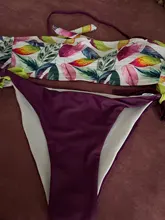 Two-Piece Suit Bikini-Set Beachwear Tube-Top Swimwear Women Bathing Print Plus-Size Floral