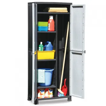 

Outdoor resin cabinet with broom and 4 gray Baldas 171x68x39cm GH91