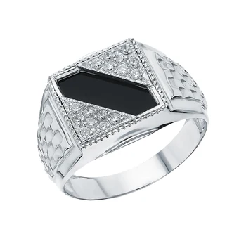 

Silver ring with cubic zirconia and agate sunlight sample 925