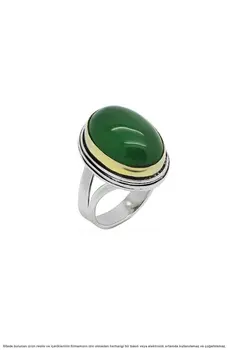 

Silver Green Agate Stone Women Ring