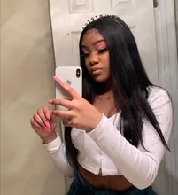 Luvin-mechones de cabello humano postizo brasileño, extensiones de cabello humano liso con cierre frontal de encaje 4X4