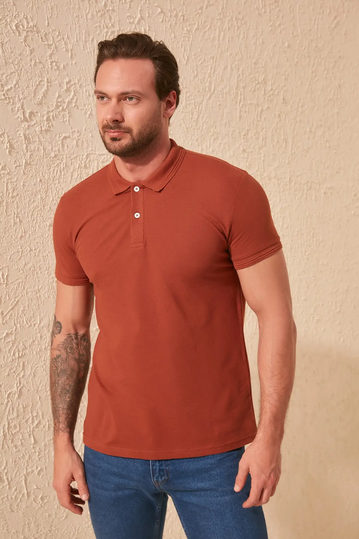 Trendyol Male Colar Jacquard Polo Collar T Shirt TMNSS20PO0009|Polo| - AliExpress