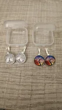Pendientes de árbol de la vida para mujer, aretes de Color plata, pendientes de Francia para mujer, aretes con gancho para la oreja, joyería cabujón de cristal