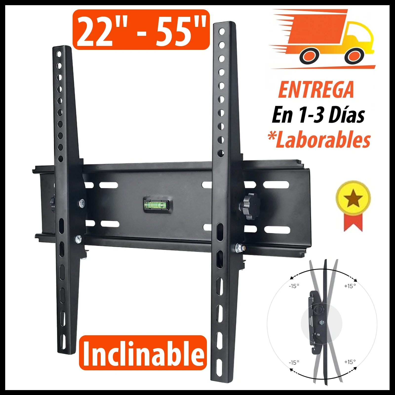 Soporte de TV para Pared Inclinable | Fijo LCD LED Plasma Oled para Televisión de 22 hasta 55 Pulgadas 40kg. Con Nivel Incluido