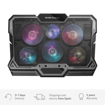 

Mars Gaming MNBC4, PC cooling Base, up to 17.3 ", 6 fans, 2x USB, portable RGB Flow cooler, Adjustable