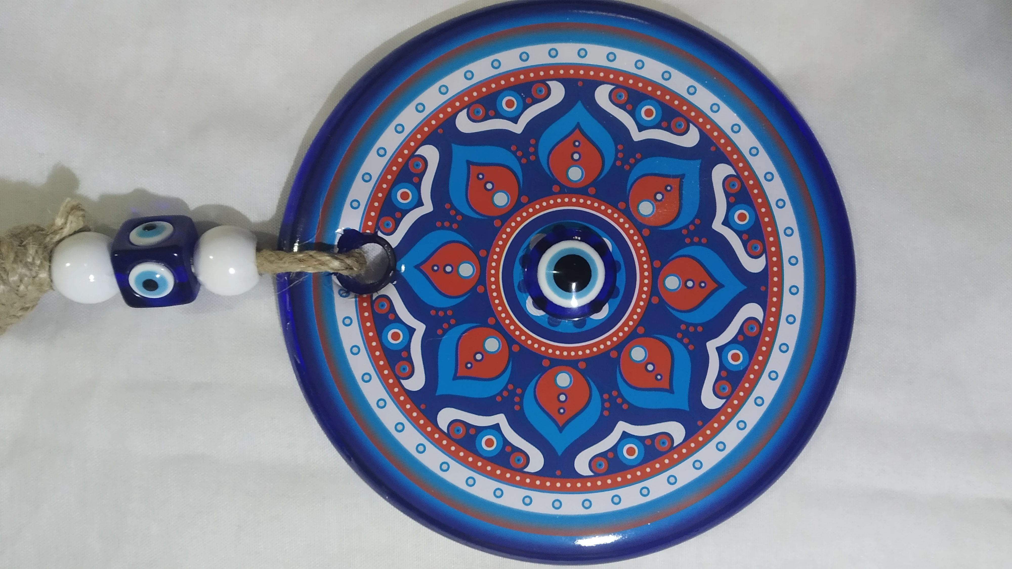 

Big Size Glass Blue Evil Eye Wall Hanging Ornament – Turkish Nazar Bead - Home Protection Charm - Wall Decor
