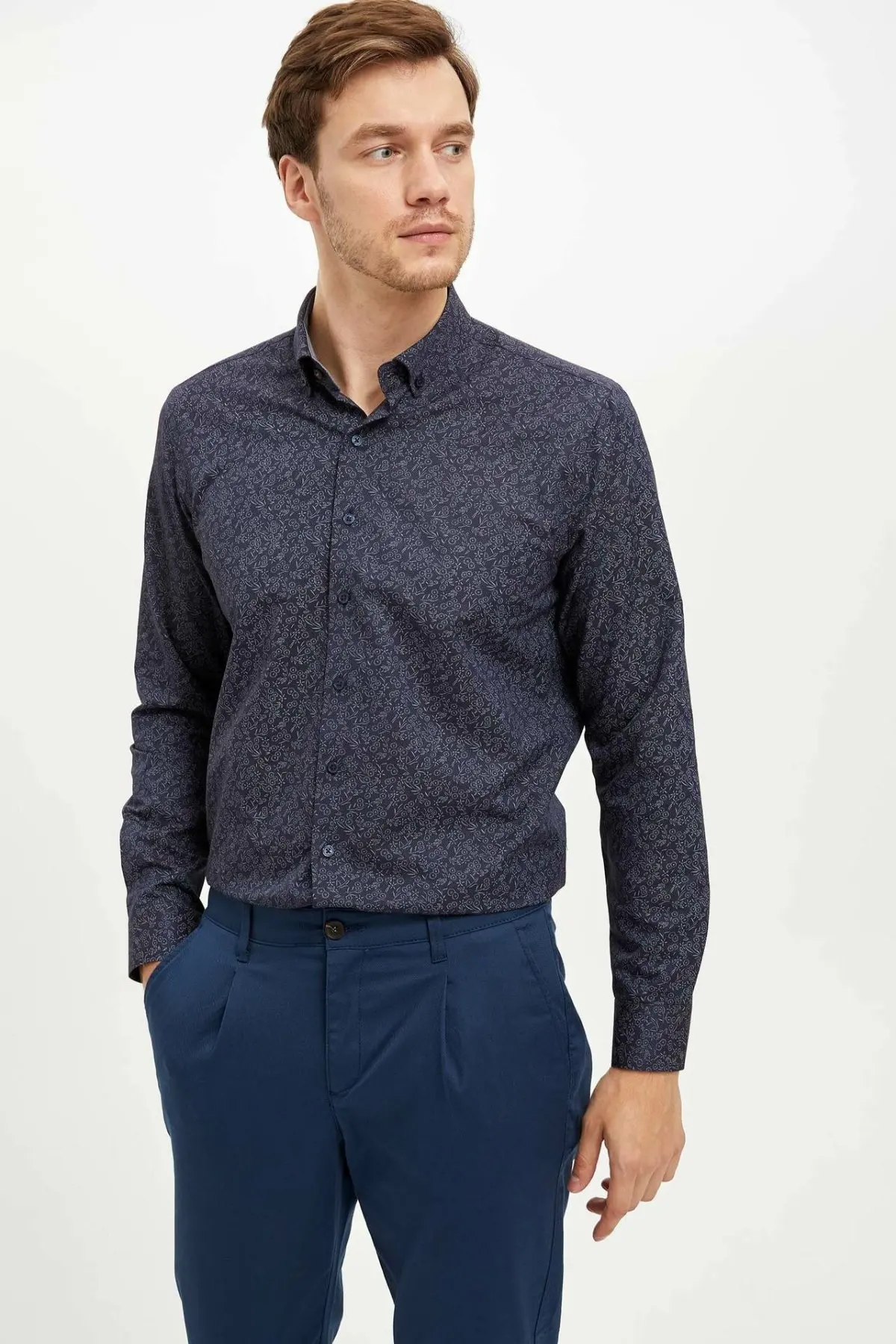 DeFacto Men Simple Shirts Long Sleeve Solid Shirts Mens Casual Lapel Collar Casual Shirt New - L5375AZ19AU-L5375AZ19AU DeFacto Men Simple Shirts Long Sleeve Solid Shirts Mens Casual Lapel Collar Casual Shirt New - L5375AZ19AU-L5375AZ19AU