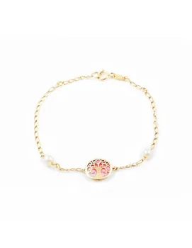 

Bracelet Tree of life with Pearl Pink (9Kts)